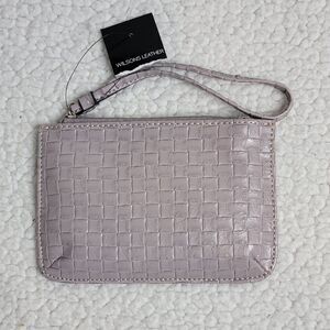 FC3 NWT Wilson's Leather Woven Brown Braided Cashwrap Wristlet Wallet Pouch 6x4"